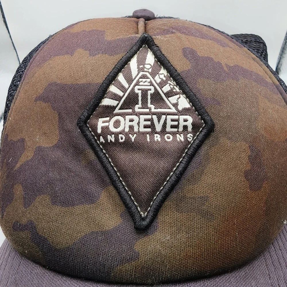 Billabong Forever Andy Irons Camo Trucker Hat Mens Snapback Mesh Cap Brown Black